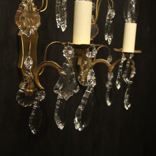 FRENCH PAIR OF GILDED SINGLE ARM WALL LIGHTS - ADDITIONAL PHOTO 4