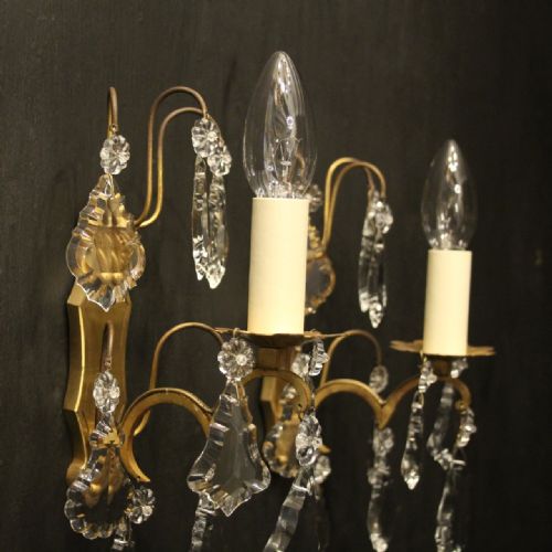 FRENCH PAIR OF GILDED SINGLE ARM WALL LIGHTS - ADDITIONAL PHOTO 5