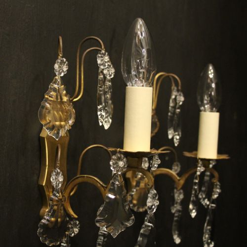 FRENCH PAIR OF GILDED SINGLE ARM WALL LIGHTS - ADDITIONAL PHOTO 6