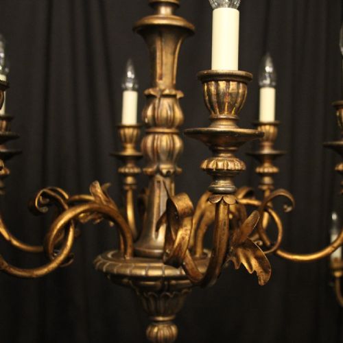 FLORENTINE 6 LIGHT GILTWOOD TOLEWARE CHANDELIER - ADDITIONAL PHOTO 3