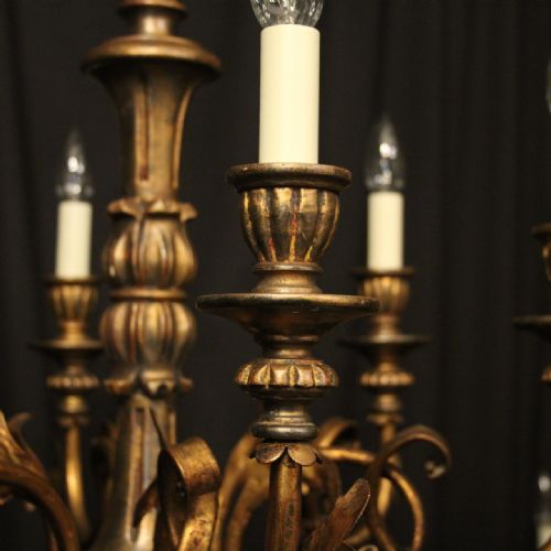 FLORENTINE 6 LIGHT GILTWOOD TOLEWARE CHANDELIER - ADDITIONAL PHOTO 4