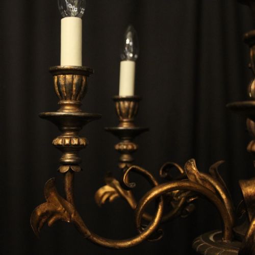 FLORENTINE 6 LIGHT GILTWOOD TOLEWARE CHANDELIER - ADDITIONAL PHOTO 5