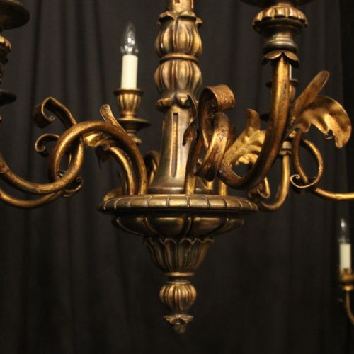 FLORENTINE 6 LIGHT GILTWOOD TOLEWARE CHANDELIER - ADDITIONAL PHOTO 6