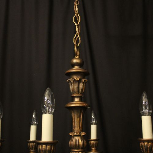 FLORENTINE 6 LIGHT GILTWOOD TOLEWARE CHANDELIER - ADDITIONAL PHOTO 7
