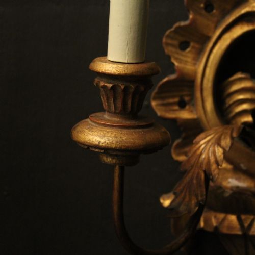 FLORENTINE SET OF 4 GILTWOOD ANTIQUE WALL LIGHTS - ADDITIONAL PHOTO 4