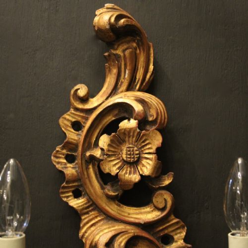 FLORENTINE SET OF 4 GILTWOOD ANTIQUE WALL LIGHTS - ADDITIONAL PHOTO 6