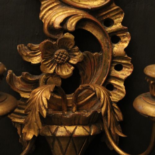 FLORENTINE SET OF 4 GILTWOOD ANTIQUE WALL LIGHTS - ADDITIONAL PHOTO 7