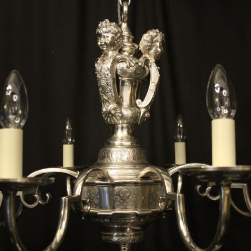 ENGLISH SILVER PLATED ELKINGTON CO 8 LIGHT ANTIQUE CHANDELIER - ADDITIONAL PHOTO 1