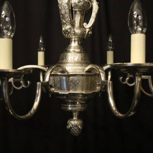 ENGLISH SILVER PLATED ELKINGTON CO 8 LIGHT ANTIQUE CHANDELIER - ADDITIONAL PHOTO 5