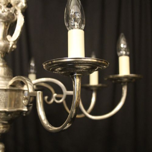 ENGLISH SILVER PLATED ELKINGTON CO 8 LIGHT ANTIQUE CHANDELIER - ADDITIONAL PHOTO 7