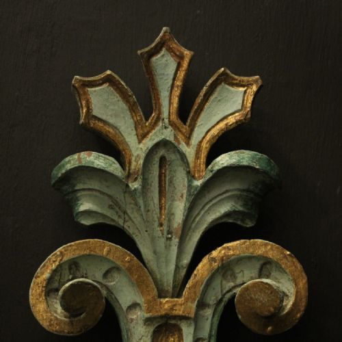 ITALIAN PAIR OF POLYCHROME ANTIQUE WALL LIGHTS - ADDITIONAL PHOTO 2