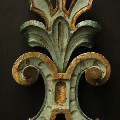 ITALIAN PAIR OF POLYCHROME ANTIQUE WALL LIGHTS - ADDITIONAL PHOTO 8