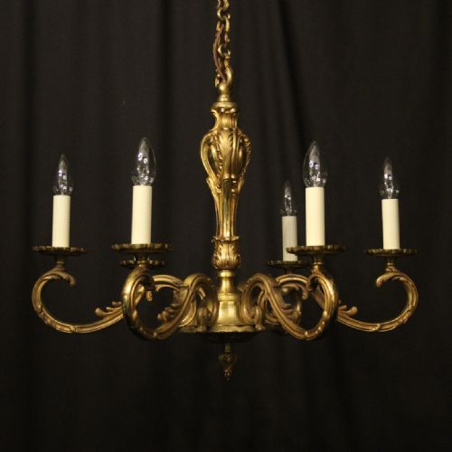 french gilded bronze 8 light antique chandelier - CATEGORY: ANTIQUE LIGHTING - DATED 1920