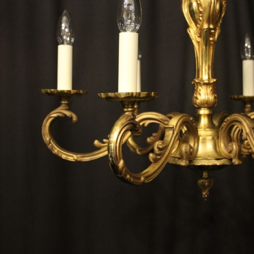FRENCH GILDED BRONZE 8 LIGHT ANTIQUE CHANDELIER - ADDITIONAL PHOTO 1