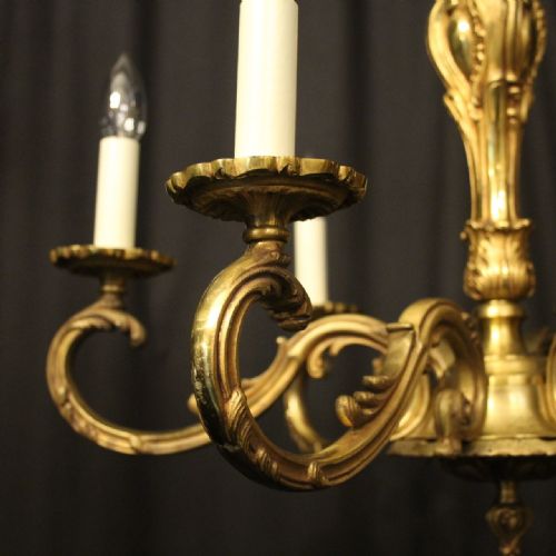 FRENCH GILDED BRONZE 8 LIGHT ANTIQUE CHANDELIER - ADDITIONAL PHOTO 2
