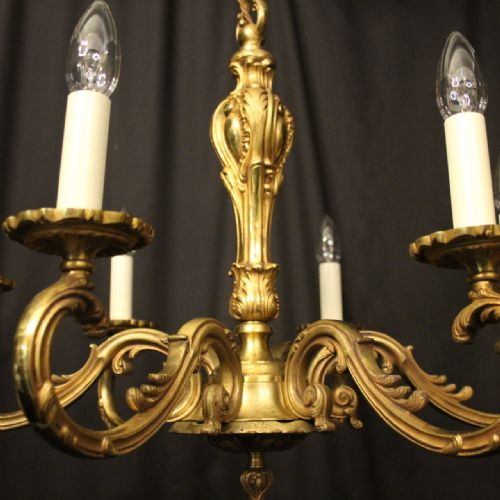 FRENCH GILDED BRONZE 8 LIGHT ANTIQUE CHANDELIER - ADDITIONAL PHOTO 3