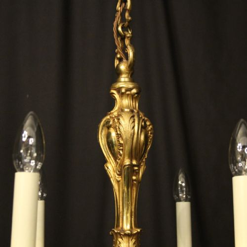 FRENCH GILDED BRONZE 8 LIGHT ANTIQUE CHANDELIER - ADDITIONAL PHOTO 5