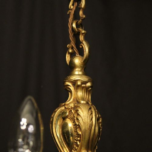 FRENCH GILDED BRONZE 8 LIGHT ANTIQUE CHANDELIER - ADDITIONAL PHOTO 6