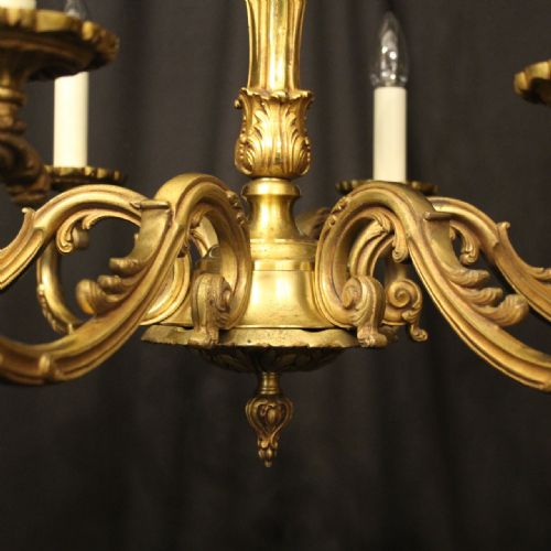 FRENCH GILDED BRONZE 8 LIGHT ANTIQUE CHANDELIER - ADDITIONAL PHOTO 7