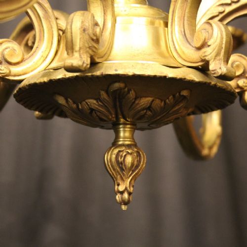 FRENCH GILDED BRONZE 8 LIGHT ANTIQUE CHANDELIER - ADDITIONAL PHOTO 8