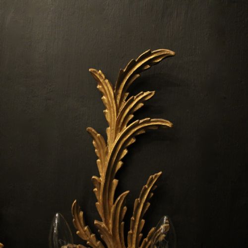 FLORENTINE PAIR OF GILTWOOD LEAF WALL LIGHTS - ADDITIONAL PHOTO 4