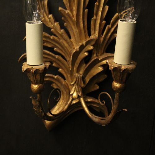 FLORENTINE PAIR OF GILTWOOD LEAF WALL LIGHTS - ADDITIONAL PHOTO 8
