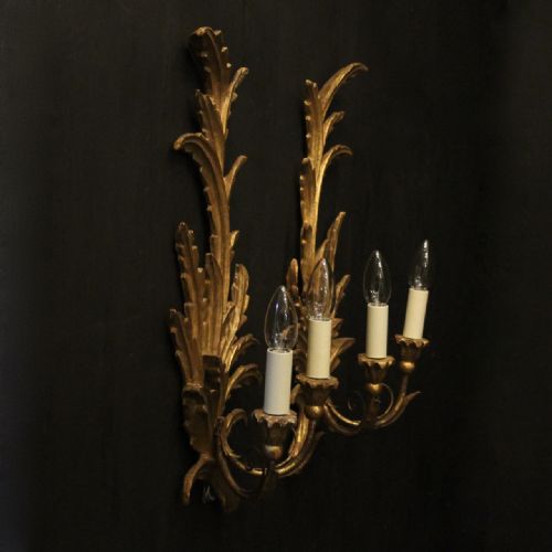 FLORENTINE PAIR OF GILTWOOD LEAF WALL LIGHTS - ADDITIONAL PHOTO 9