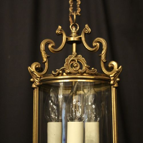FRENCH GILDED BRONZE TRIPLE LIGHT HALL LANTERN - ADDITIONAL PHOTO 1