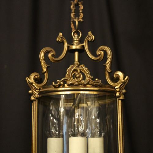 FRENCH GILDED BRONZE TRIPLE LIGHT HALL LANTERN - ADDITIONAL PHOTO 3