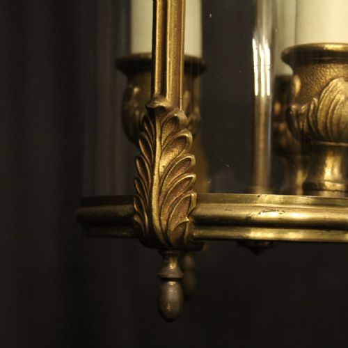 FRENCH GILDED BRONZE TRIPLE LIGHT HALL LANTERN - ADDITIONAL PHOTO 6