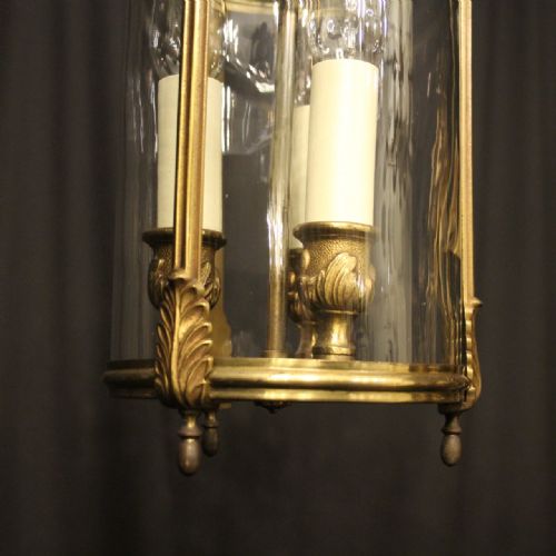 FRENCH GILDED BRONZE TRIPLE LIGHT HALL LANTERN - ADDITIONAL PHOTO 7