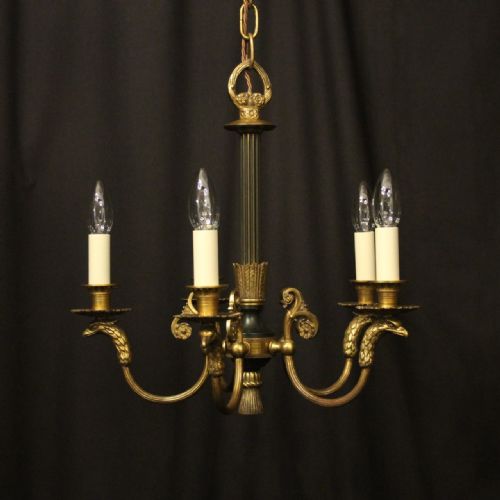 french gilded bronze empire antique chandelier - CATEGORY: ANTIQUE LIGHTING - DATED 1910