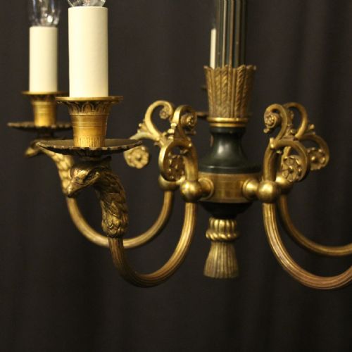 FRENCH GILDED BRONZE EMPIRE ANTIQUE CHANDELIER - ADDITIONAL PHOTO 3