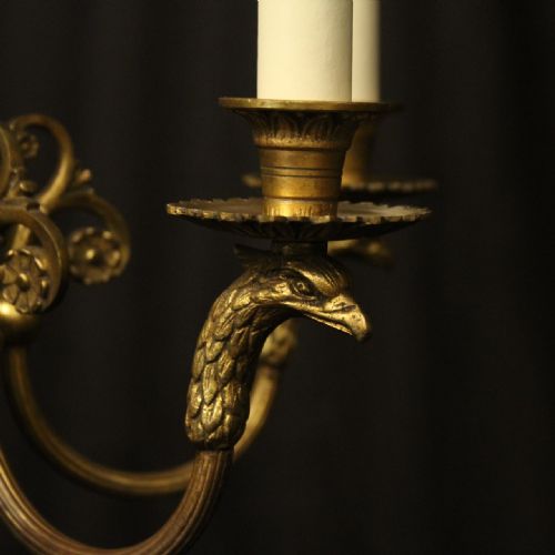 FRENCH GILDED BRONZE EMPIRE ANTIQUE CHANDELIER - ADDITIONAL PHOTO 4