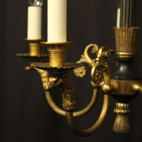 FRENCH GILDED BRONZE EMPIRE ANTIQUE CHANDELIER - ADDITIONAL PHOTO 5
