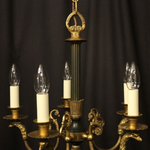 FRENCH GILDED BRONZE EMPIRE ANTIQUE CHANDELIER - ADDITIONAL PHOTO 6