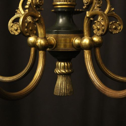 FRENCH GILDED BRONZE EMPIRE ANTIQUE CHANDELIER - ADDITIONAL PHOTO 8