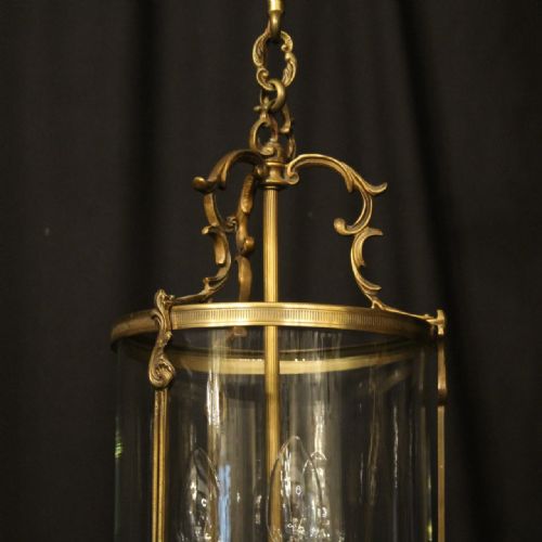 FRENCH GILDED CONVEX TRIPLE LIGHT HALL LANTERN - ADDITIONAL PHOTO 1