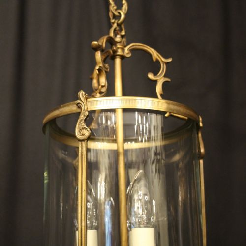 FRENCH GILDED CONVEX TRIPLE LIGHT HALL LANTERN - ADDITIONAL PHOTO 2