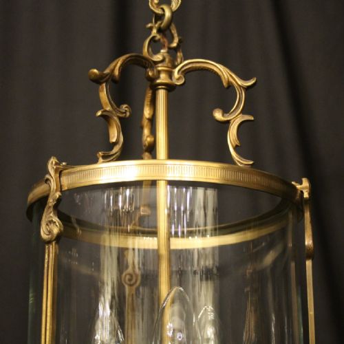 FRENCH GILDED CONVEX TRIPLE LIGHT HALL LANTERN - ADDITIONAL PHOTO 3