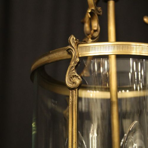FRENCH GILDED CONVEX TRIPLE LIGHT HALL LANTERN - ADDITIONAL PHOTO 4