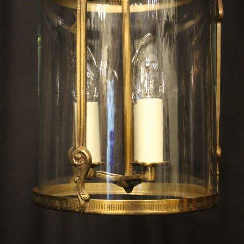 FRENCH GILDED CONVEX TRIPLE LIGHT HALL LANTERN - ADDITIONAL PHOTO 5