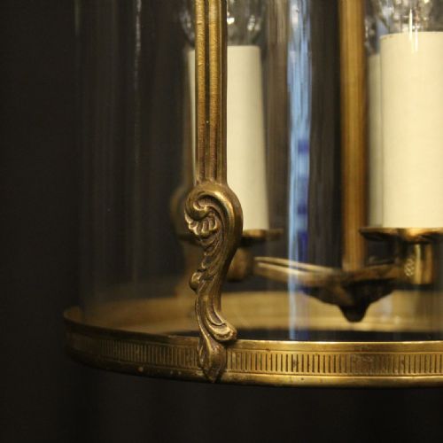 FRENCH GILDED CONVEX TRIPLE LIGHT HALL LANTERN - ADDITIONAL PHOTO 6