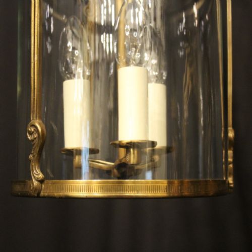 FRENCH GILDED CONVEX TRIPLE LIGHT HALL LANTERN - ADDITIONAL PHOTO 7