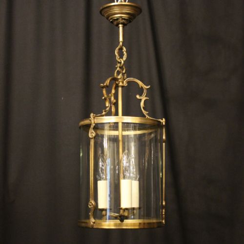 FRENCH GILDED CONVEX TRIPLE LIGHT HALL LANTERN - ADDITIONAL PHOTO 8