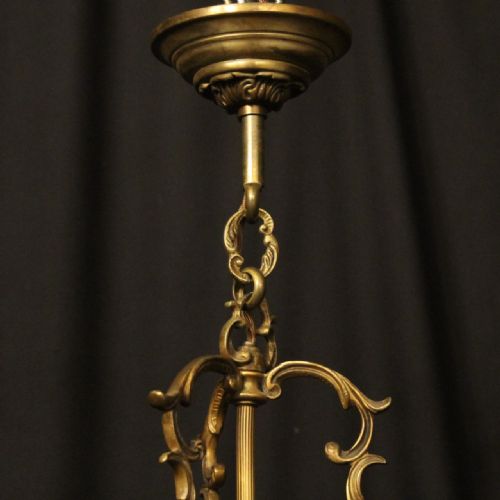 FRENCH GILDED CONVEX TRIPLE LIGHT HALL LANTERN - ADDITIONAL PHOTO 9