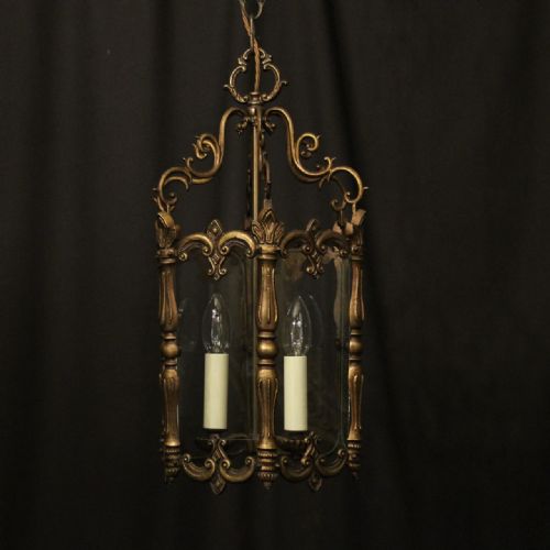 french twin light hexagonal hall lantern - CATEGORY: ANTIQUE LIGHTING - DATED 1930