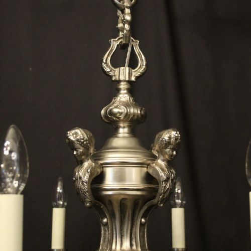 FRENCH SILVERED BRONZE 8 LIGHT ANTIQUE CHANDELIER - ADDITIONAL PHOTO 7