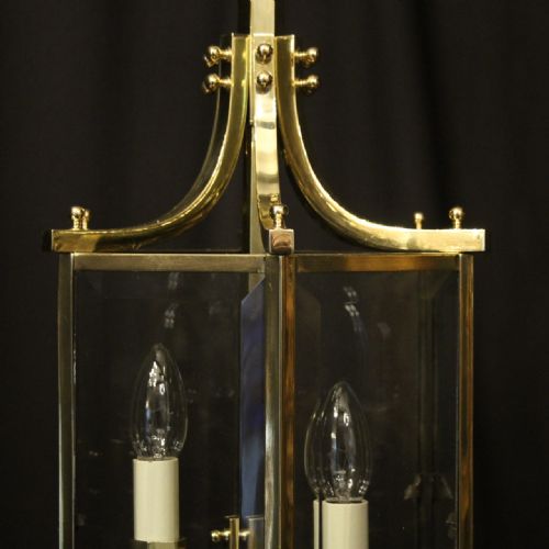 ENGLISH ART DECO TRIPLE LIGHT ANTIQUE LANTERN - ADDITIONAL PHOTO 2