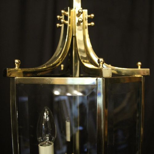 ENGLISH ART DECO TRIPLE LIGHT ANTIQUE LANTERN - ADDITIONAL PHOTO 6
